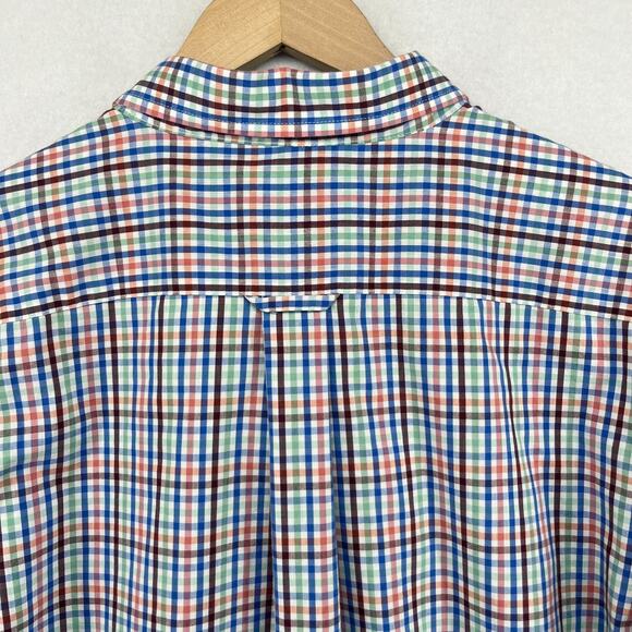 IZOD Shirt Mens XL Non Iron Stretch Poplin Plaid Button Up Cotton Blend Blue - Picture 6 of 15